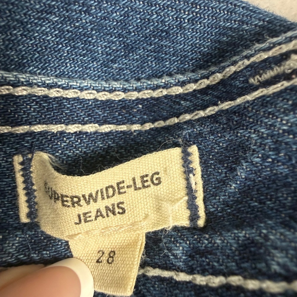 Madewell Superwide-Leg Jeans Women 28 Blue Cotton Denim High Rise Patch Pocket - Picture 4 of 10